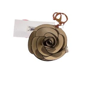Flower 3D faux leather key ring/bag charm nwt